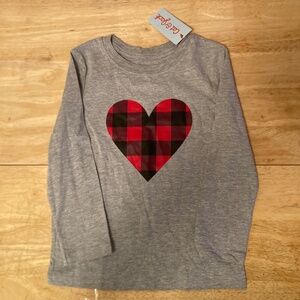 CAT & JACK SIZE 4T GIRLS GRAY SHIRT WITH BUFFALO CHECK HEART